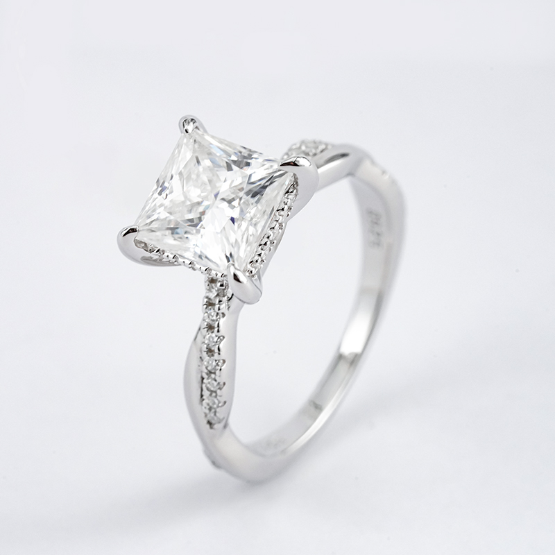 925 серебро 925 муассанит кольцо Princess Vine-R3-0560