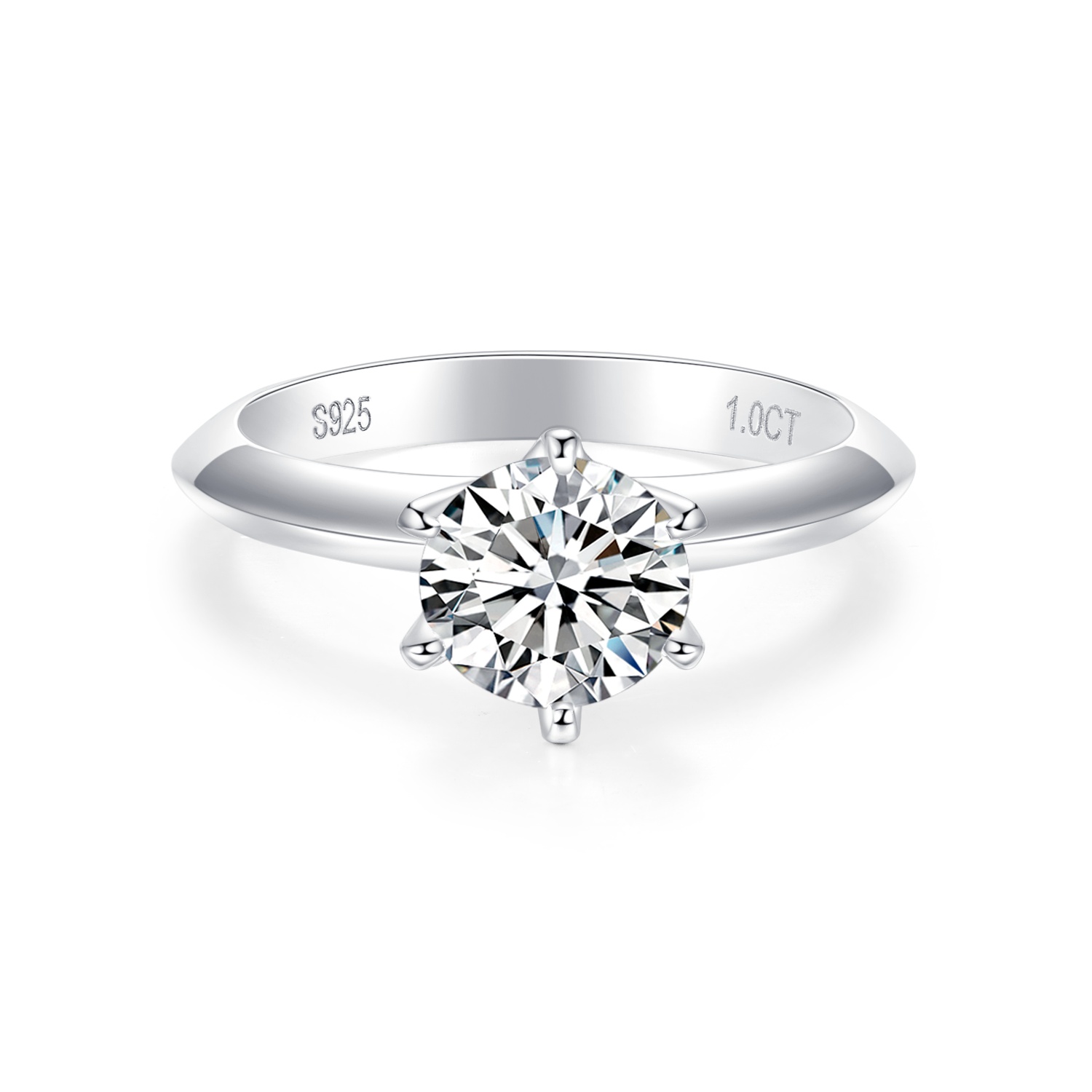 925 серебро 925 муассанит кольцо-3.0ct Classic Six-prong Setting RM1003C