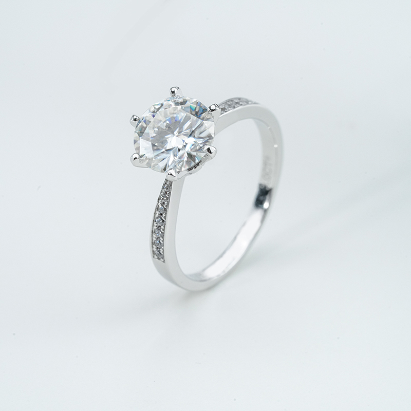 925 серебро 925 муассанит кольцо-1.0ct Dynamic Six-prong RM1005A