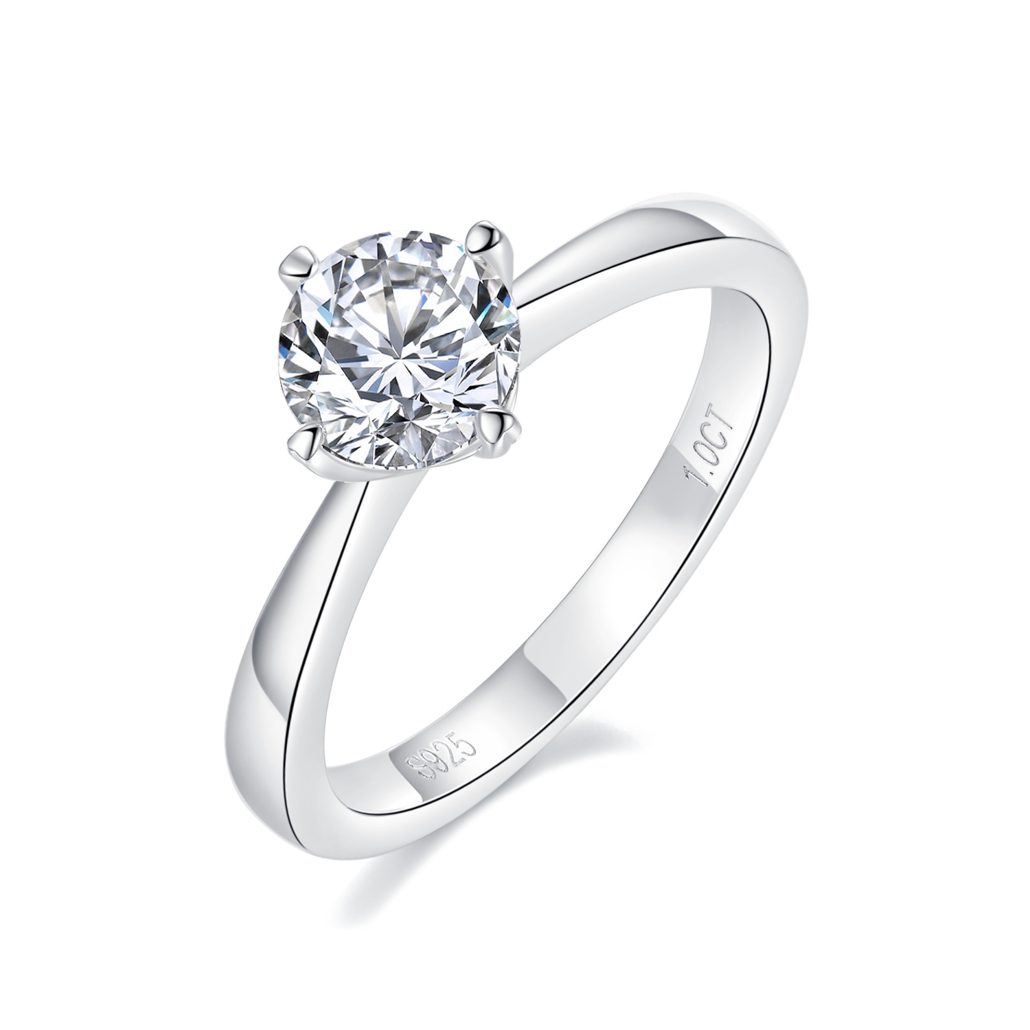 925 серебро 925 муассанит кольцо-1.0ct классическая четырехкрапановая закрепка Setting RM1042A