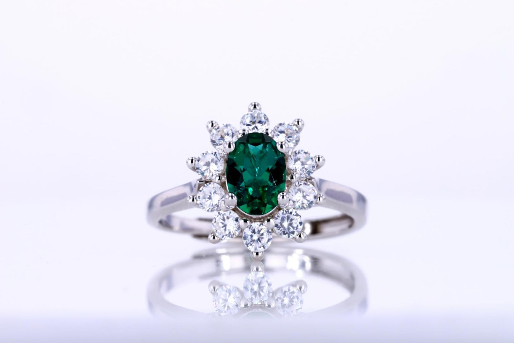 925 серебро 925 Lab Emerald кольцо S CR160