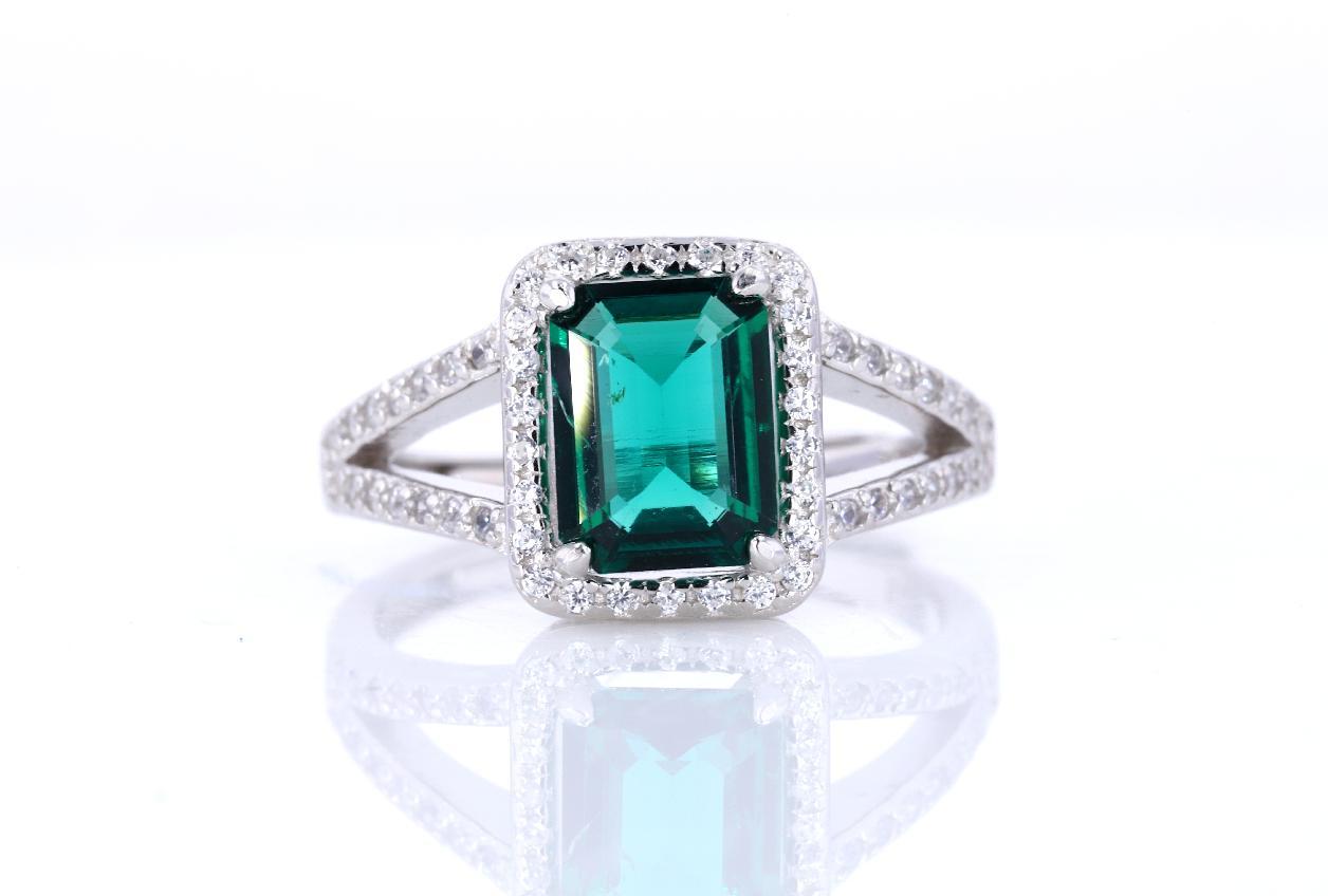 925 серебро 925 Lab Emerald кольцо S CR504