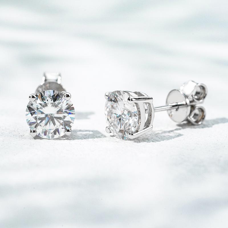 925 серебро 925 муассанит серьги-2.0ct классическая четырехкрапановая закрепка Setting SME009A