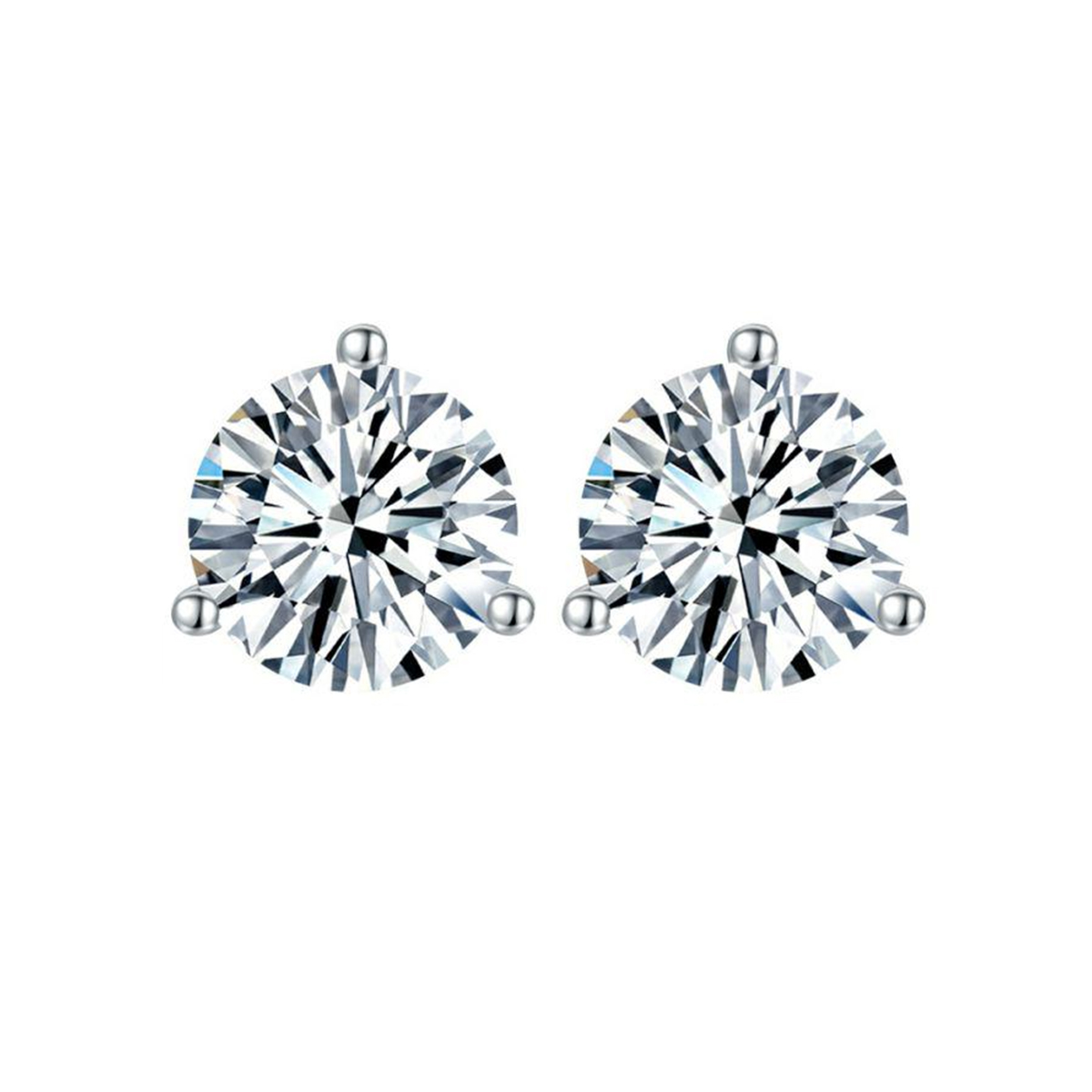925 серебро 925 муассанит серьги-Classic Three- Prong Setting SME3-043