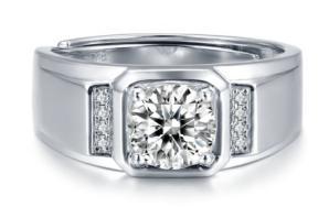 925 серебро 925 муассанит Adjustable Men's кольцо-1.0ct Double Fulfillment